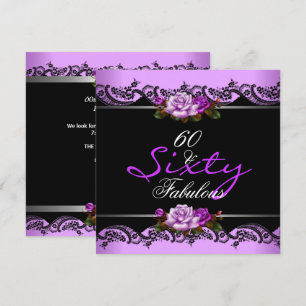 Invitation 60 ans et Fabuleux Fête d'anniversaire 60 ans Rose