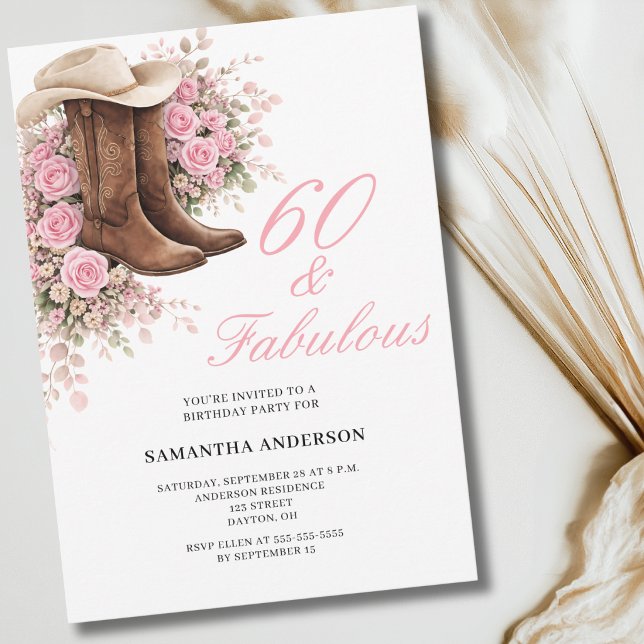 Invitation 60 ans et Fabuleux Fleurs occidentales 60e anniver (Créateur téléchargé)