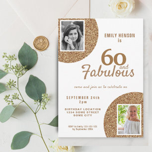 Invitation 60 ans et Fabuleux Paillettes Dorées 2 Photo 60e A
