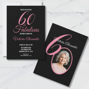 Invitation 60 ans et Fabuleux Rose Noir Photo 60e Anniversair