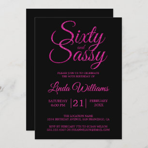 Invitation 60 ans et Sassy Hot Pink Parties scintillant 60e a
