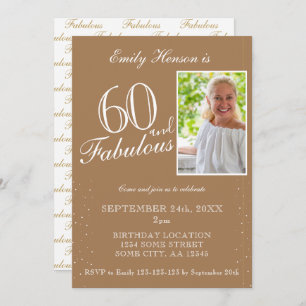 Invitation 60 et fabuleux Elegant Beige Photo Anniversaire