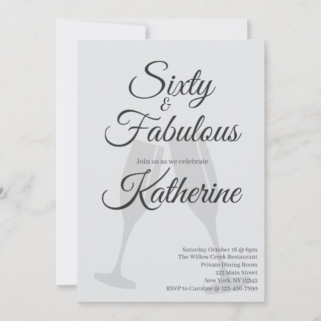Invitation 60 et Fabuleux | Fête d'anniversaire 60 ans  (Devant)