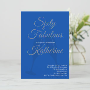 Invitation 60 et Fabuleux Script Bleu pour Fête d'anniversa