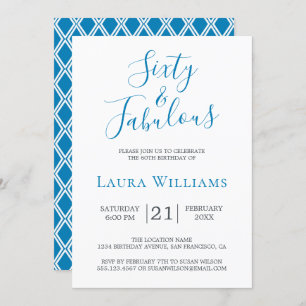 Invitation 60 et Fabulous Blue White 60e fête d'anniversaire