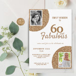 Invitation 60 et Fabulous Gold Parties scintillant 2 Photo 60<br><div class="desc">60 et Fabulous Gold Parties scintillant 2 Photo 60th Birthday Invitation. Invitation d'anniversaire de parties scintillant d'or moderne et élégant. Ajoutez vos photos - vous pouvez utiliser une vieille photo et une nouvelle photo.</div>