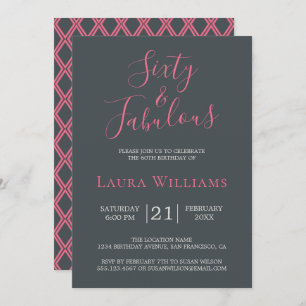 Invitation 60 et Fabulous Pink Black 60e fête d'anniversaire
