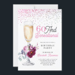 Invitation 60 Et Fête D'Anniversaire Sensationnelle<br><div class="desc">Un 60 ans moderne et élégant et une fête d'anniversaire sensationnelle avec une coupe de champagne fleurie,  un parfum de parties scintillant,  et la calligraphie rose et noir typographie.</div>