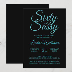 Invitation 60 et Sassy Blue Parties scintillant 60e fête d'an