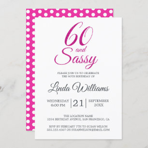 Invitation 60 et Sassy Pink Parties scintillant 60e anniversa