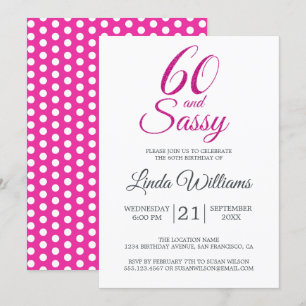 Invitation 60 et Sassy Pink Parties scintillant 60e fête d'an
