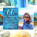 Invitation 60 et Sensational Ocean Blue Photo Anniversaire<br><div class="desc">60 et Sensational Ocean Blue Photo Anniversaire Invitation Personnalisez cette élégante invitation d'anniversaire Ocean Blue avec le nom et la photo de la personne célébrant un jour très spécial dans leur vie. Un 60e anniversaire est une étape importante à célébrer. Marquez l'occasion en créant une fête et en envoyant des...</div>