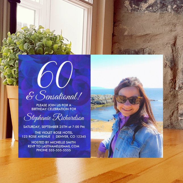 Invitation 60 et Sensational Royal Blue Photo Anniversaire (Créateur téléchargé)
