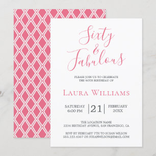 Invitation 60 et soixantième fête d'anniversaire de blanc