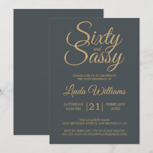 Invitation 60 et soixantième fête d'anniversaire d'or -Noir