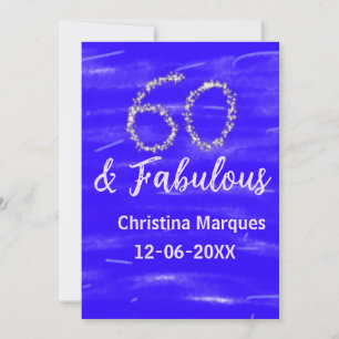 Invitation 60 & fabuleux anniversaire bleu argent ajouter nom