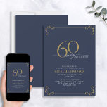 Invitation 60 & Fabuleux Blue & Gold Calligraphy Anniversaire<br><div class="desc">C'est ton 60e anniversaire spécial, et c'est l'heure de célébrer ! Veux-tu jeter le meilleur bain de la ville ? Assurez-vous qu'il commence avec le plus haut de style avec cette 60 & Fabulous Blue & Gold Calligraphy Invitation Anniversaire. Il saura donner le ton d'une célébration glamour. Cette belle invitation...</div>