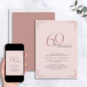 Invitation 60 & Fabuleux Blush Rose & Noir Anniversaire