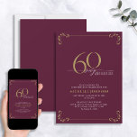 Invitation 60 & Fabuleux Burgundy Blanc & Or Anniversaire<br><div class="desc">C'est ton 60e anniversaire spécial, et c'est l'heure de célébrer ! Veux-tu jeter le meilleur bain de la ville ? Assurez-vous qu'il commence avec le plus haut de style avec cette 60 & Fabulous Burgundy White & Gold Calligraphy Anniversaire Invitation. Il saura donner le ton d'une célébration glamour. Cette belle...</div>