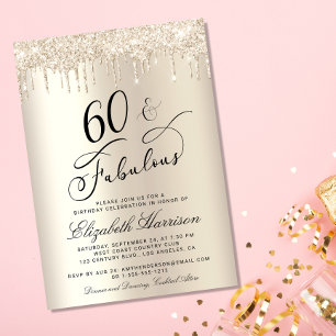 Invitation 60 Fabuleux Gold Parties scintillant fête d'annive