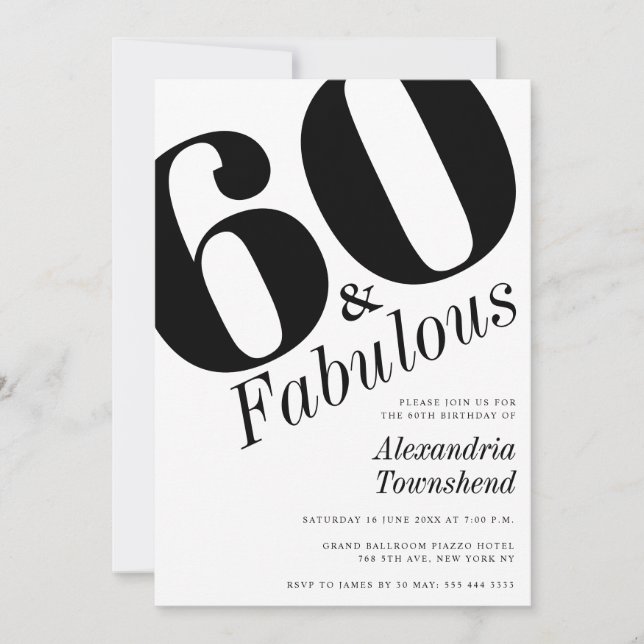 Invitation 60 & Fabuleux Gras Numéro 60e Anniversaire (Devant)