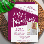 Invitation 60 & Fabuleux Magenta Photo 60e anniversaire Surpr<br><div class="desc">60 et fabuleux Script Photo Magenta 60e anniversaire Surprise Party Invitation. Script blanc tendance avec une photo personnalisée sur une couleur rouge magenta chic et vive. Faites-lui une invitation à la fête du 60e anniversaire. Customisez avec le nom et l'âge et ajoutez votre photo au modèle. Vous pouvez modifier ou...</div>