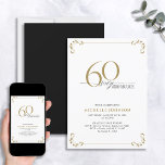 Invitation 60 & Fabuleux Noir Blanc & Or Anniversaire<br><div class="desc">C'est ton 60e anniversaire spécial, et c'est l'heure de célébrer ! Veux-tu jeter le meilleur bain de la ville ? Assurez-vous qu'il commence avec le plus haut de style avec cette 60 & Fabulous Black, White & Gold Calligraphy Invitation Anniversaire. Il saura donner le ton d'une célébration glamour. Cette belle...</div>