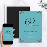 Invitation 60 & Fabuleux Turquoise Noir & Blanc Anniversaire<br><div class="desc">C'est ton 60e anniversaire spécial, et c'est l'heure de célébrer ! Veux-tu jeter le meilleur bain de la ville ? Assurez-vous qu'il commence avec le plus haut de style avec cette 60 & Fabuleux Turquoise noir & blanc Calligraphie Anniversaire Invitation. Il saura donner le ton d'une célébration glamour. Cette belle...</div>