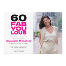 60 & Fabulous Bold Typography Photo 60th Birthday