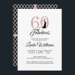 Invitation 60 Fabulous Pink Parties scintillant 60th Birthday<br><div class="desc">Une invitation photo chic, élégante et à 60e anniversaire que vous pouvez personnaliser et envoyer pour la célébration de votre soixantième anniversaire. Les mots "60 et Fabulous" en parties scintillant noire et rose roux sont mis en utilisant la typographie moderne. Il y a un motif géométrique noir et blanc sur...</div>