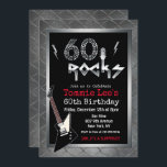 Invitation 60 Rocks Rockstar Guitar 60e anniversaire Invitati<br><div class="desc">60 Rocks Rockstar Electric Guitar Metal Metallic Silver Parties scintillant 60ème Surprise Invitation Anniversaire</div>