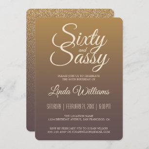 Invitation 60 Sassy Gold Burgundy Ombre 60e anniversaire