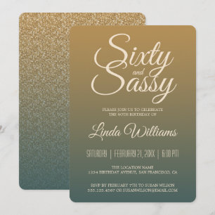 Invitation 60 Sassy Gold Emerald Ombre 60e fête d'anniversair