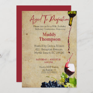 Invitation 60e âge à la perfection Vin Anniversaire Célébrati