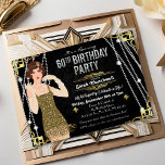 Invitation 60e anniversaire 1920s Gatsby Flapper Girl Birthda<br><div class="desc">Célébrez comme ils l'ont fait dans les années 1900 avec notre fabuleuse invitation inspirée de Gatsby. Que vous planifiez une fête de bachelorette ou une fête d'anniversaire,  remontez votre événement à l'époque fabuleuse de l'Art Déco et de la vie somptueuse.</div>