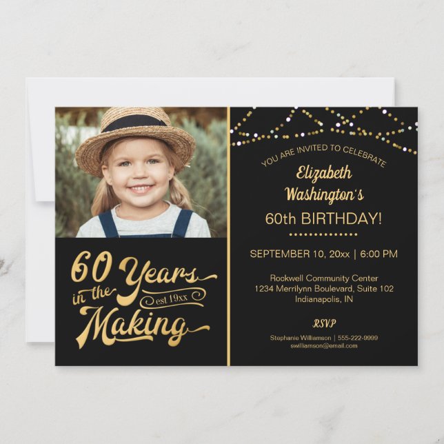 Invitation 60e Anniversaire 60 ANS DE FABRICATION Noir & Or (Devant)