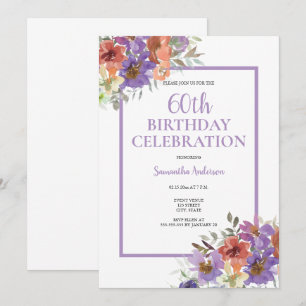 Invitation 60e anniversaire aquarelle Floral
