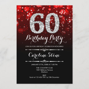 Invitation 60e anniversaire - Argent noir rouge