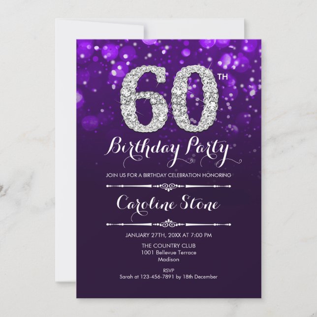 Invitation 60e anniversaire - Argent violet (Devant)