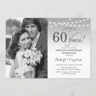 Invitation 60e anniversaire avec photo - Silver White