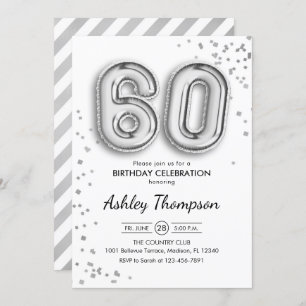 Invitation 60e anniversaire - Ballons d'argent