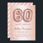 Invitation 60e anniversaire - Ballons d'or Rose<br><div class="desc">60e anniversaire invitation de fête. Design élégant en faux or rose parties scintillant. La carte Invitation comporte le numéro d'or rose 60 ballons et la police de script. Parfait pour une célébration anniversaire élégante. Message-moi si vous avez besoin d'âge personnalisé.</div>