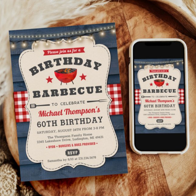 Invitation 60e anniversaire BBQ Summer Barbecue Party (60th Birthday Invitation, Barbecue Invitation, BBQ Invitation, BBQ Invite, Summer Party Invite)