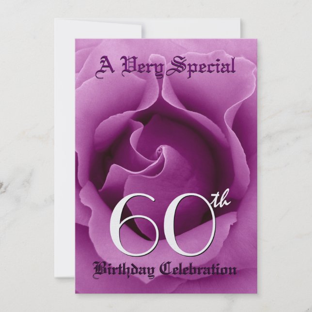 Invitation 60e anniversaire Beau Purple Rose Papier métalliqu (Devant)
