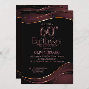 Invitation 60e anniversaire Black Dusty Pink Party