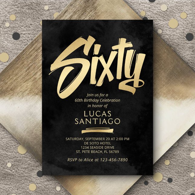 Invitation 60e anniversaire Black Gold (Créateur téléchargé)