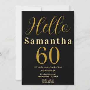 Invitation 60e anniversaire Black Gold Elegant Party