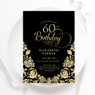 Invitation 60e anniversaire Black Gold Roses