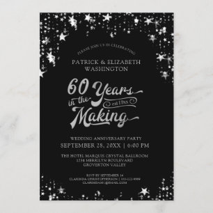 Invitation 60e anniversaire Black & Gold Stars 40 ans