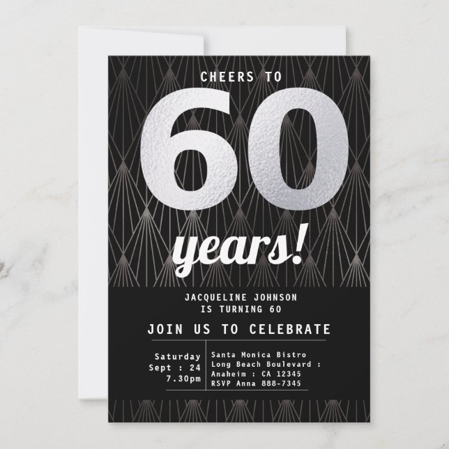 Invitation 60e anniversaire Black Silver Party (Devant)